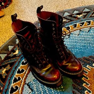 Dr. Martins Burgundy Combat Boot with Heel